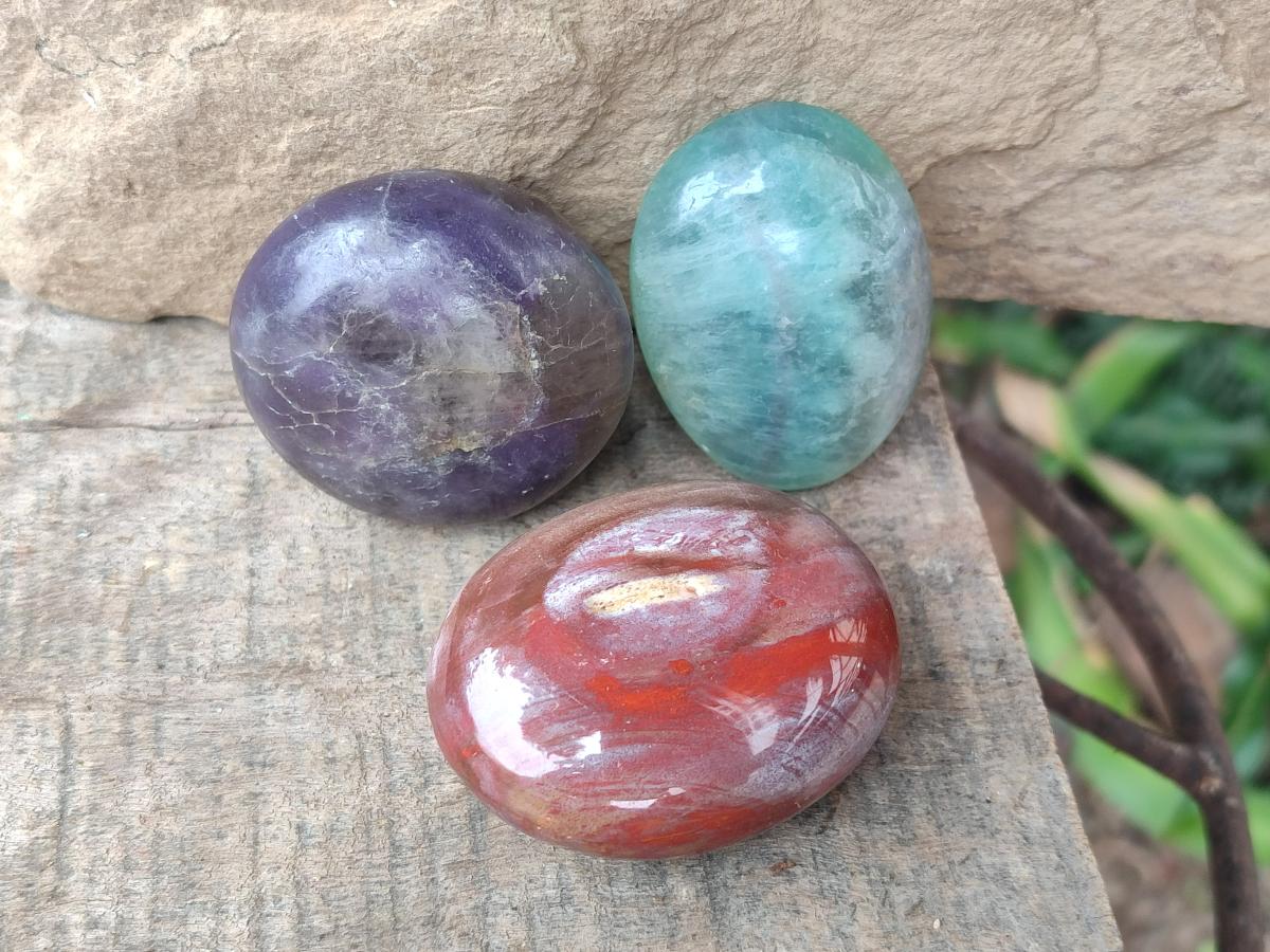 Polished Selected Multi Mineral Palm Stones x 12 From Madagascar - Toprock Gemstones and Minerals 