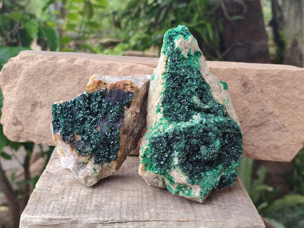 Natural Crystalline Malachite Specimens x 2 From Tenke Fungurume, Congo