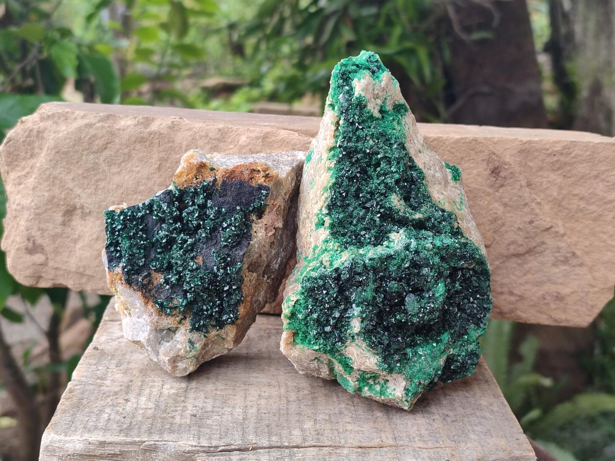 Natural Crystalline Malachite Specimens x 2 From Tenke Fungurume, Congo