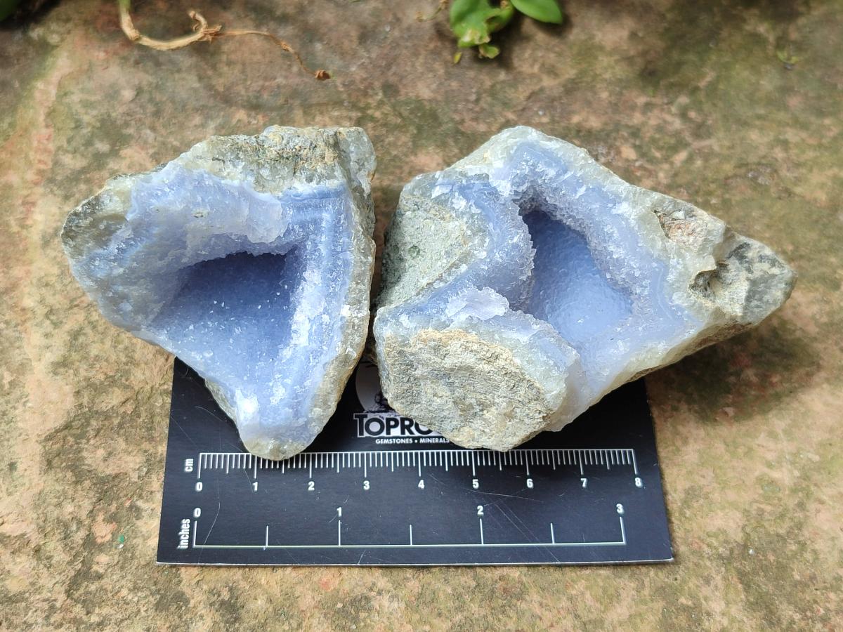 Natural Blue Lace Agate Geode Specimens x 12 From Nsanje, Malawi