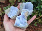 Natural Blue Lace Agate Geode Specimens x 12 From Nsanje, Malawi