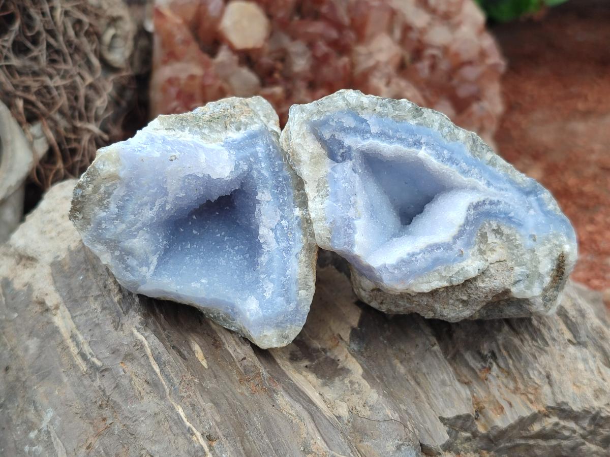 Natural Blue Lace Agate Geode Specimens x 12 From Nsanje, Malawi
