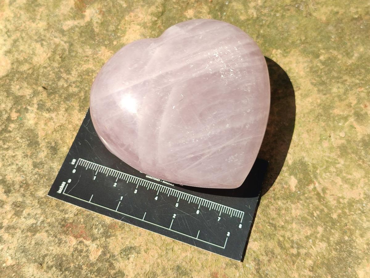 Polished Gemmy Rose Quartz Hearts x 6 From Madagascar - Toprock Gemstones and Minerals 