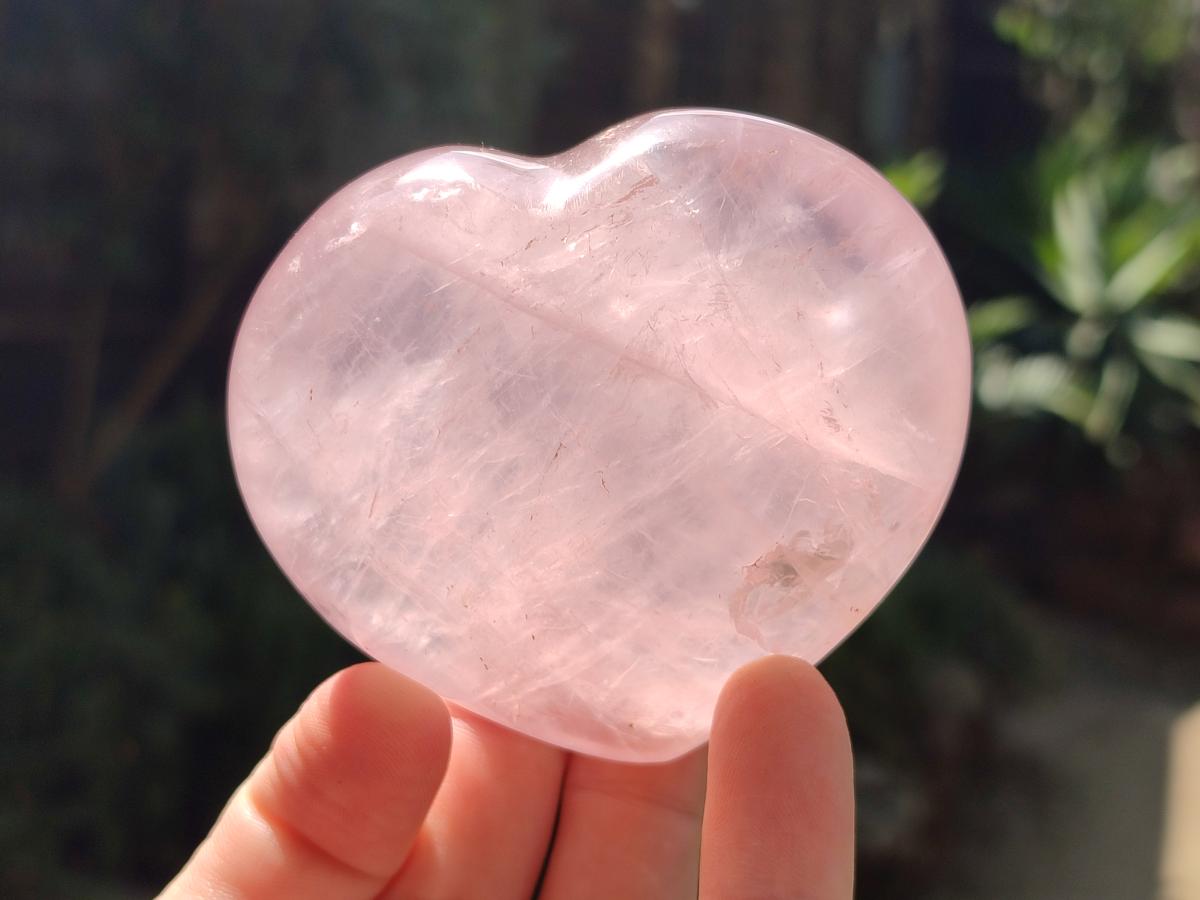 Polished Gemmy Rose Quartz Hearts x 6 From Madagascar - Toprock Gemstones and Minerals 