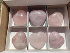 Polished Gemmy Rose Quartz Hearts x 6 From Madagascar - Toprock Gemstones and Minerals 
