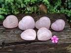 Polished Gemmy Rose Quartz Hearts x 6 From Madagascar - Toprock Gemstones and Minerals 
