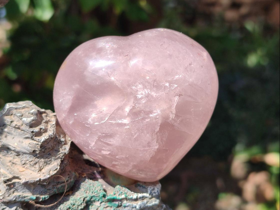 Polished Gemmy Rose Quartz Hearts x 6 From Madagascar