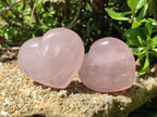 Polished Gemmy Rose Quartz Hearts x 6 From Madagascar - Toprock Gemstones and Minerals 