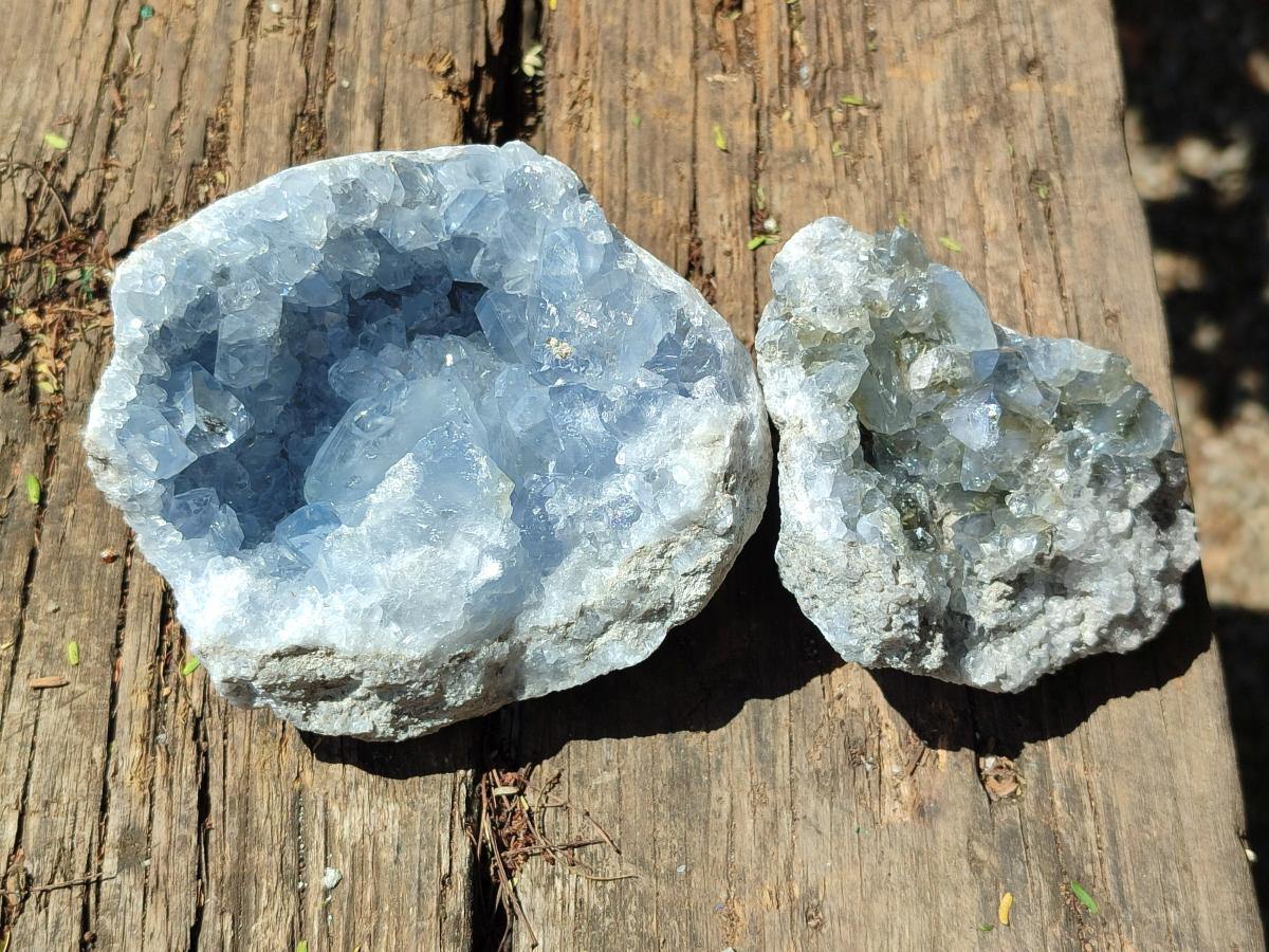 Natural Blue Celestite Cluster Specimens x 6 From Sakoany, Madagascar