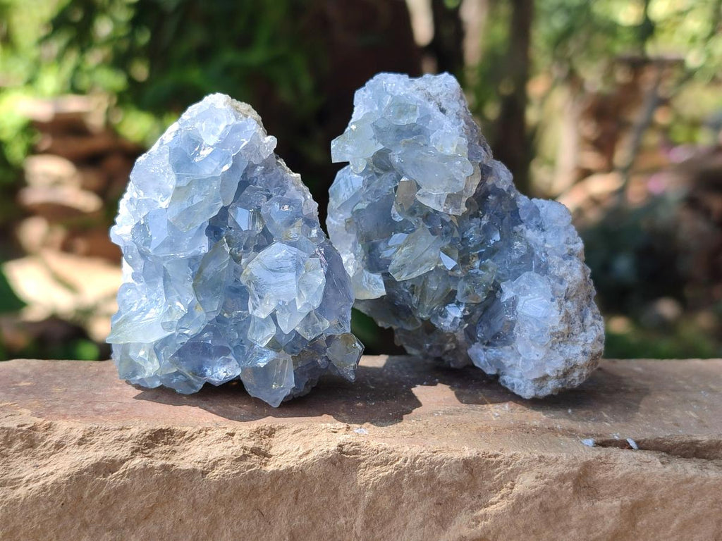Natural Blue Celestite Cluster Specimens x 6 From Sakoany, Madagascar