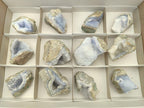 Natural Blue Lace Agate Geode Specimens x 12 From Nsanje, Malawi