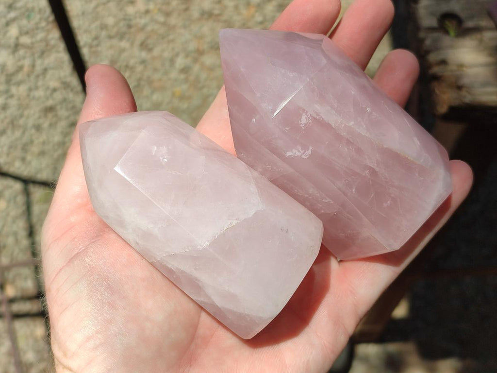 Polished Gemmy Rose Quartz Crystals x 6 From Madagascar