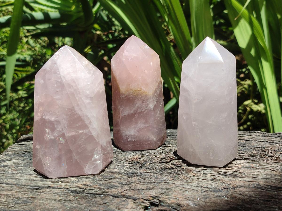 Polished Gemmy Rose Quartz Crystals x 6 From Madagascar