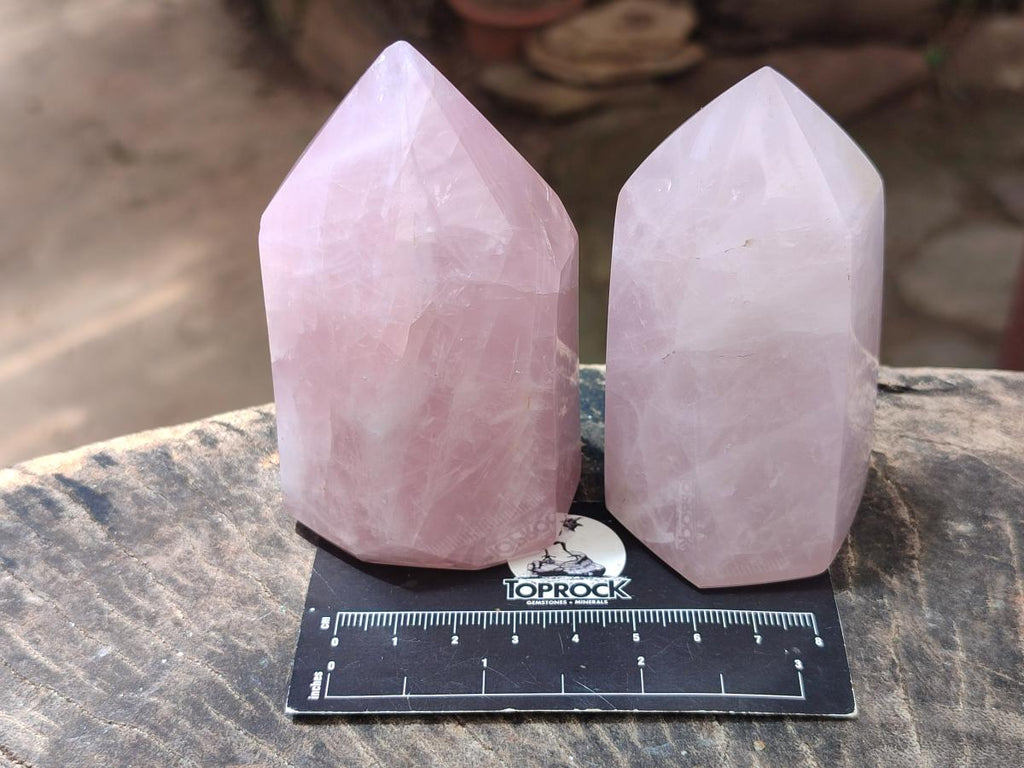 Polished Gemmy Rose Quartz Crystals x 6 From Madagascar