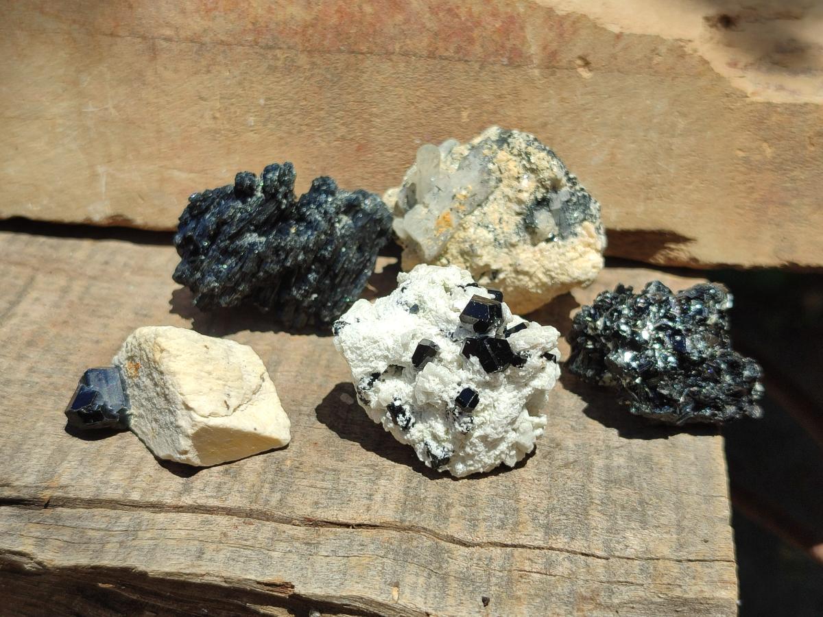 Natural Schorl Black Tourmaline Specimens with Inclusions x 35 From Erongo, Namibia