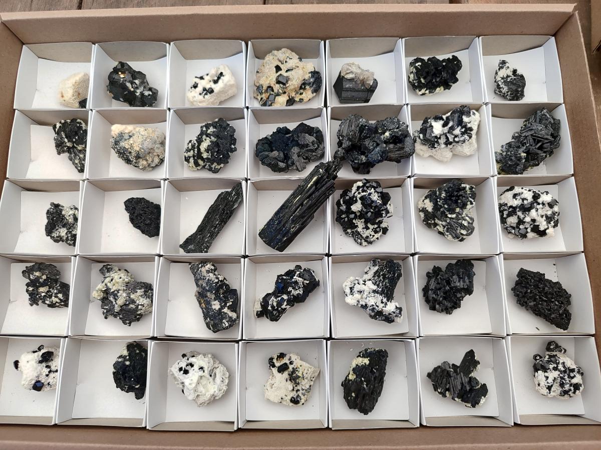 Natural Schorl Black Tourmaline Specimens with Inclusions x 35 From Erongo, Namibia