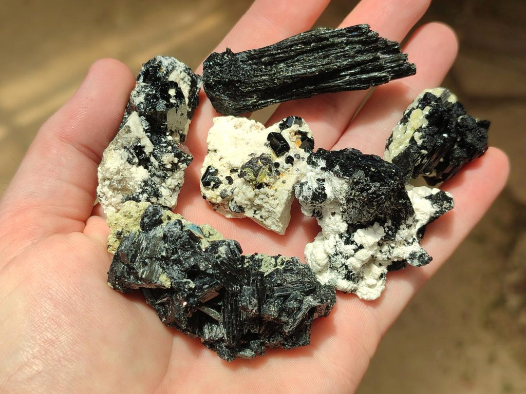 Natural Schorl Black Tourmaline Specimens with Inclusions x 35 From Erongo, Namibia