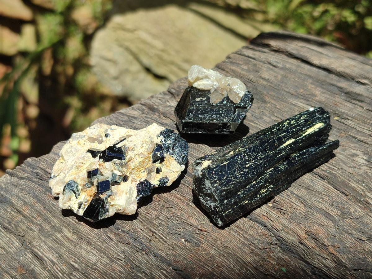Natural Schorl Black Tourmaline Specimens with Inclusions x 35 From Erongo, Namibia