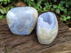 Polished Blue Lace Agate Standing Free Forms x 2 From Nsanje, Malawi