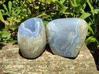 Polished Blue Lace Agate Standing Free Forms x 2 From Nsanje, Malawi
