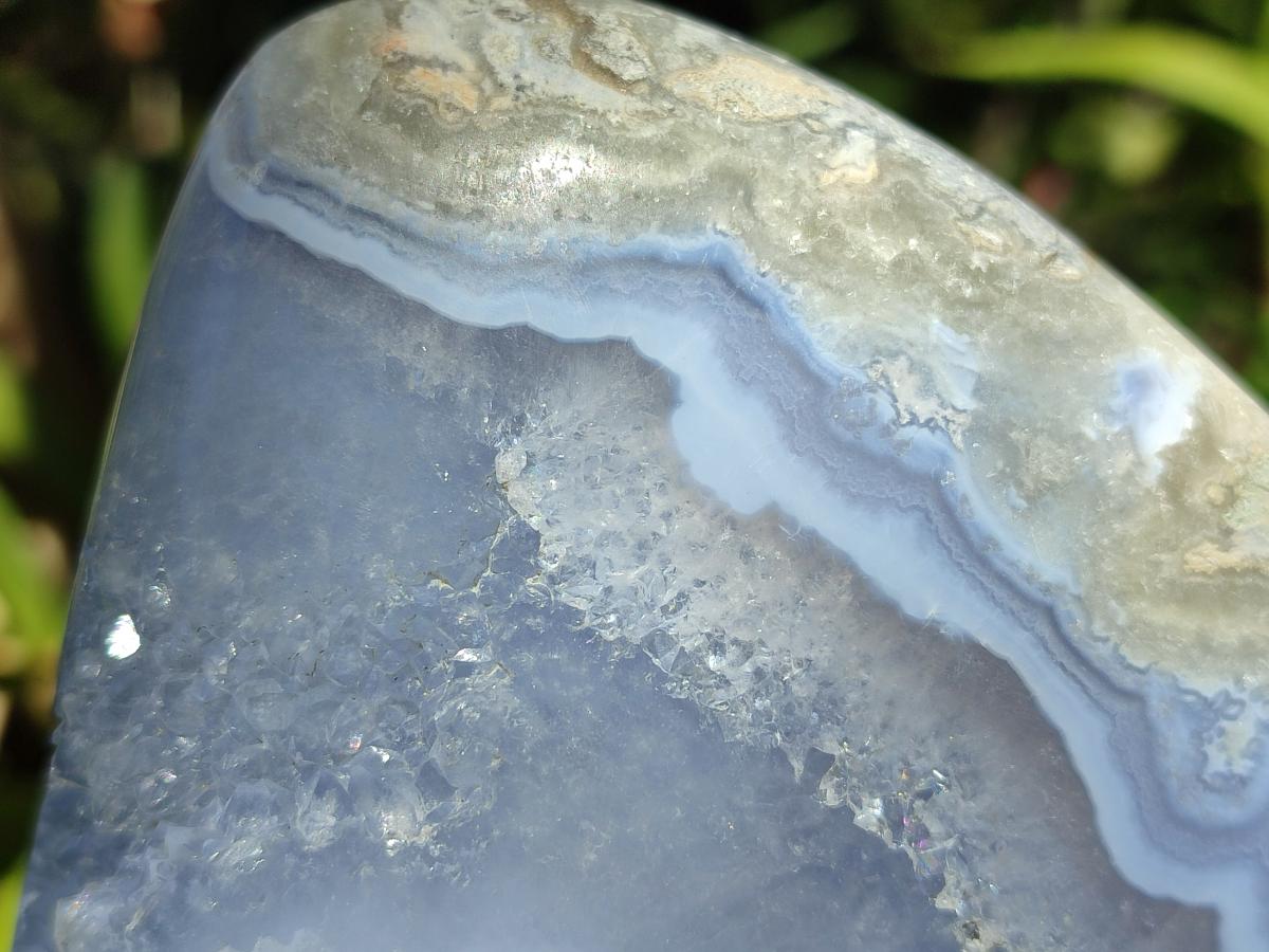 Polished Blue Lace Agate Standing Free Forms x 2 From Nsanje, Malawi
