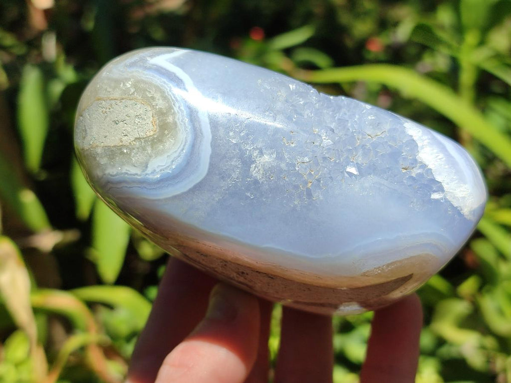Polished Blue Lace Agate Standing Free Forms x 2 From Nsanje, Malawi