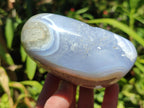 Polished Blue Lace Agate Standing Free Forms x 2 From Nsanje, Malawi
