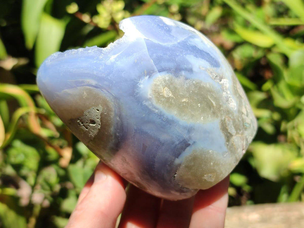 Polished Blue Lace Agate Standing Free Forms x 2 From Nsanje, Malawi