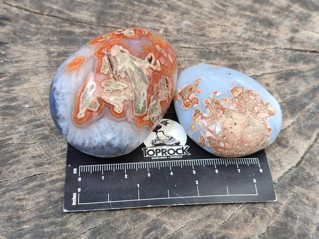 Polished Red Shashe River Agate Galets x 12 From Shashe River, Zimbabwe