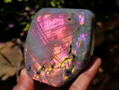 Polished Rare Purple Sunset Flash Labradorite Standing Free Forms x 4 From Madagascar