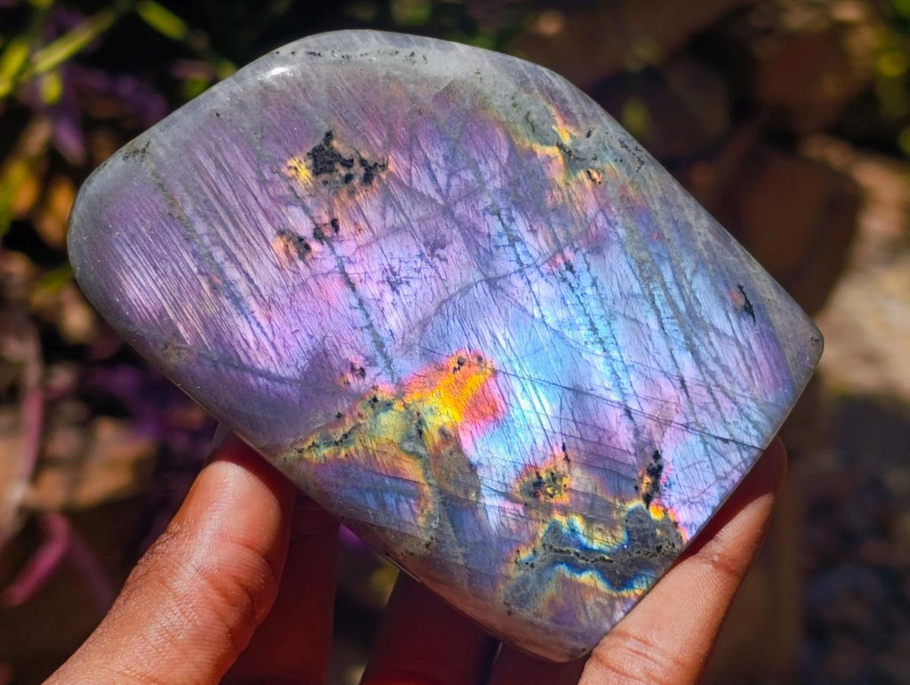 Polished Rare Purple Sunset Flash Labradorite Standing Free Forms x 4 From Madagascar