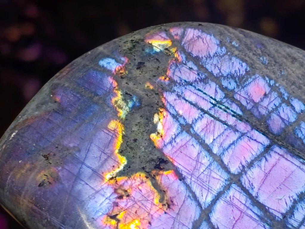 Polished Rare Purple Sunset Flash Labradorite Standing Free Forms x 4 From Madagascar