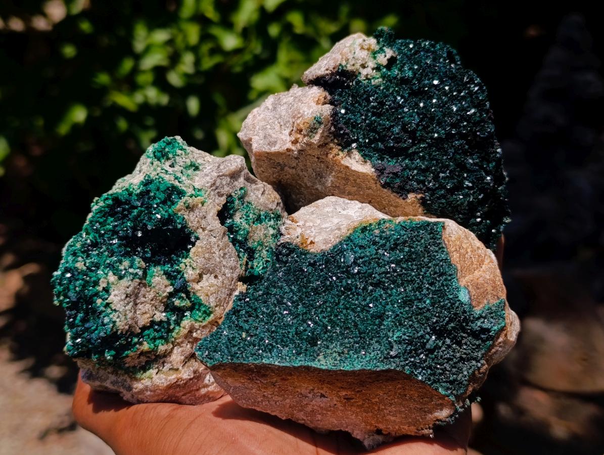 Natural Crystalline Malachite Specimens x 3 From Tenke Fungurume, Congo