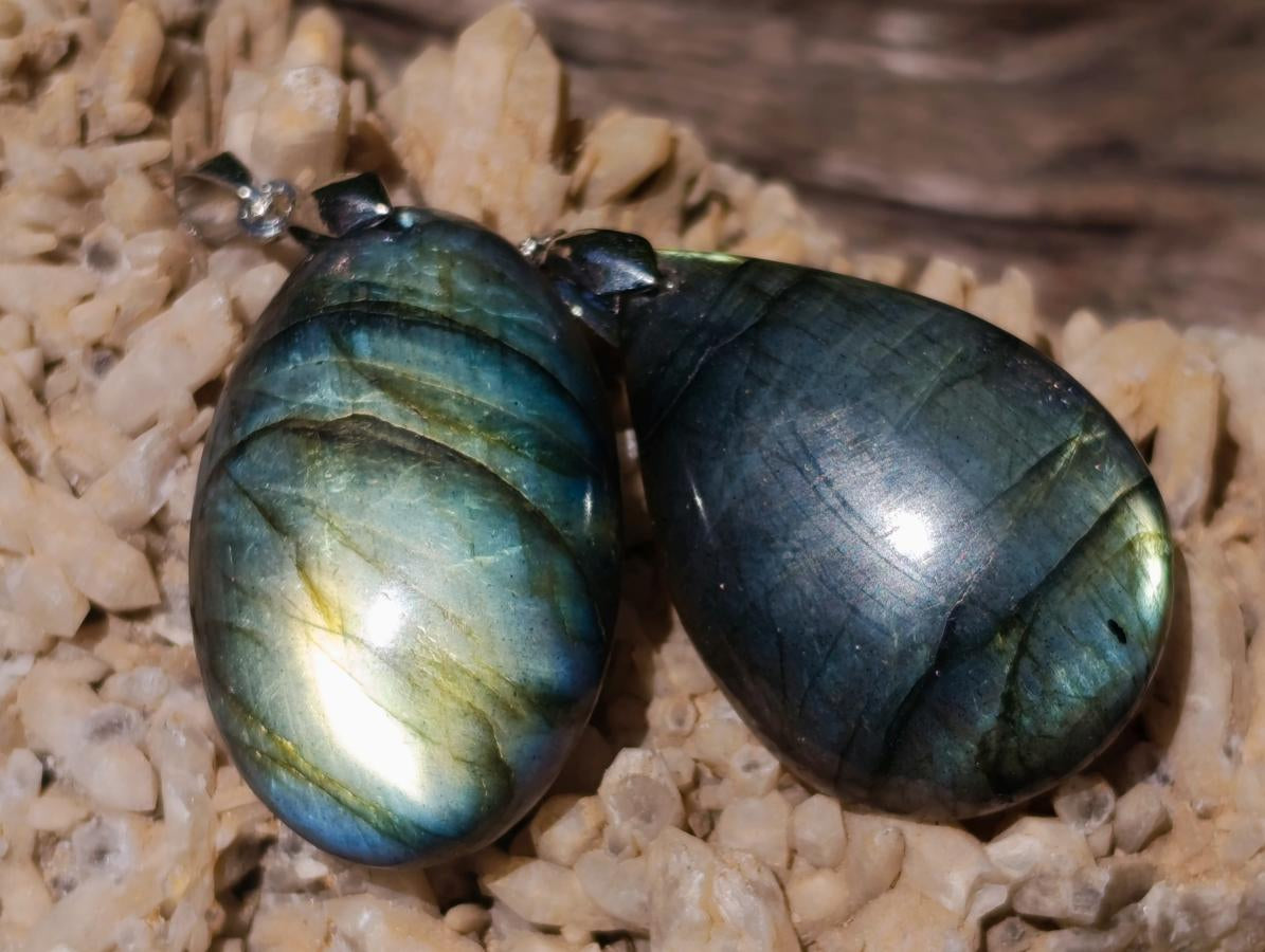 Hand Made Mixed Box of Various Gemstone Pendants Set in Stainless Steel x 12 From Southern Africa