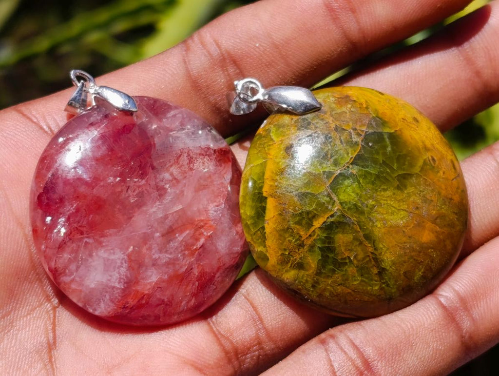 Hand Made Mixed Box of Various Gemstone Pendants Set in Stainless Steel x 12 From Southern Africa