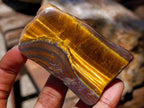 Polished Golden Tigers Eye Slices x 24 From Prieska South Africa