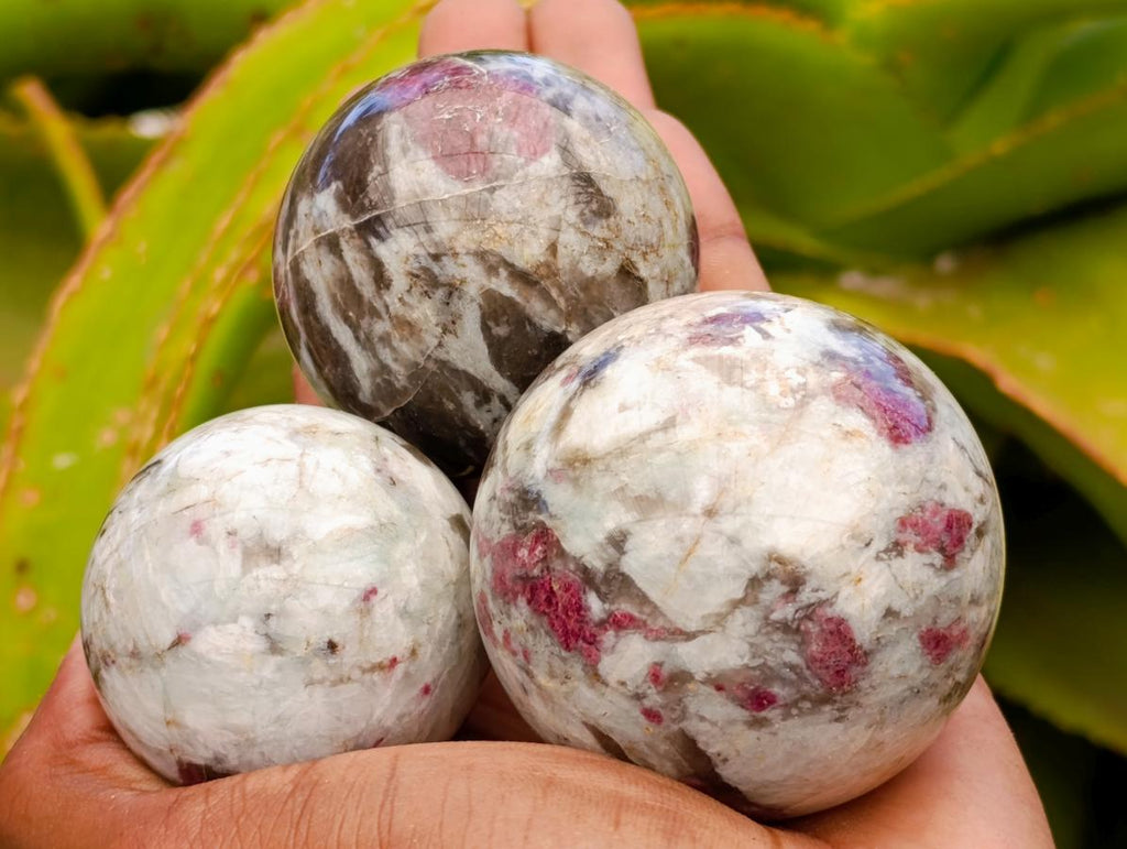 Polished Rubellite Pink Tourmaline Spheres x 5 From Ambatondrazaka, Madagascar