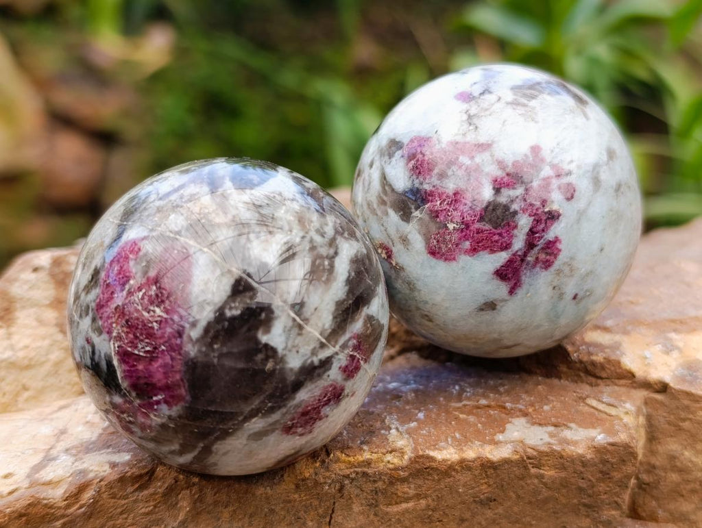 Polished Rubellite Pink Tourmaline Spheres x 5 From Ambatondrazaka, Madagascar