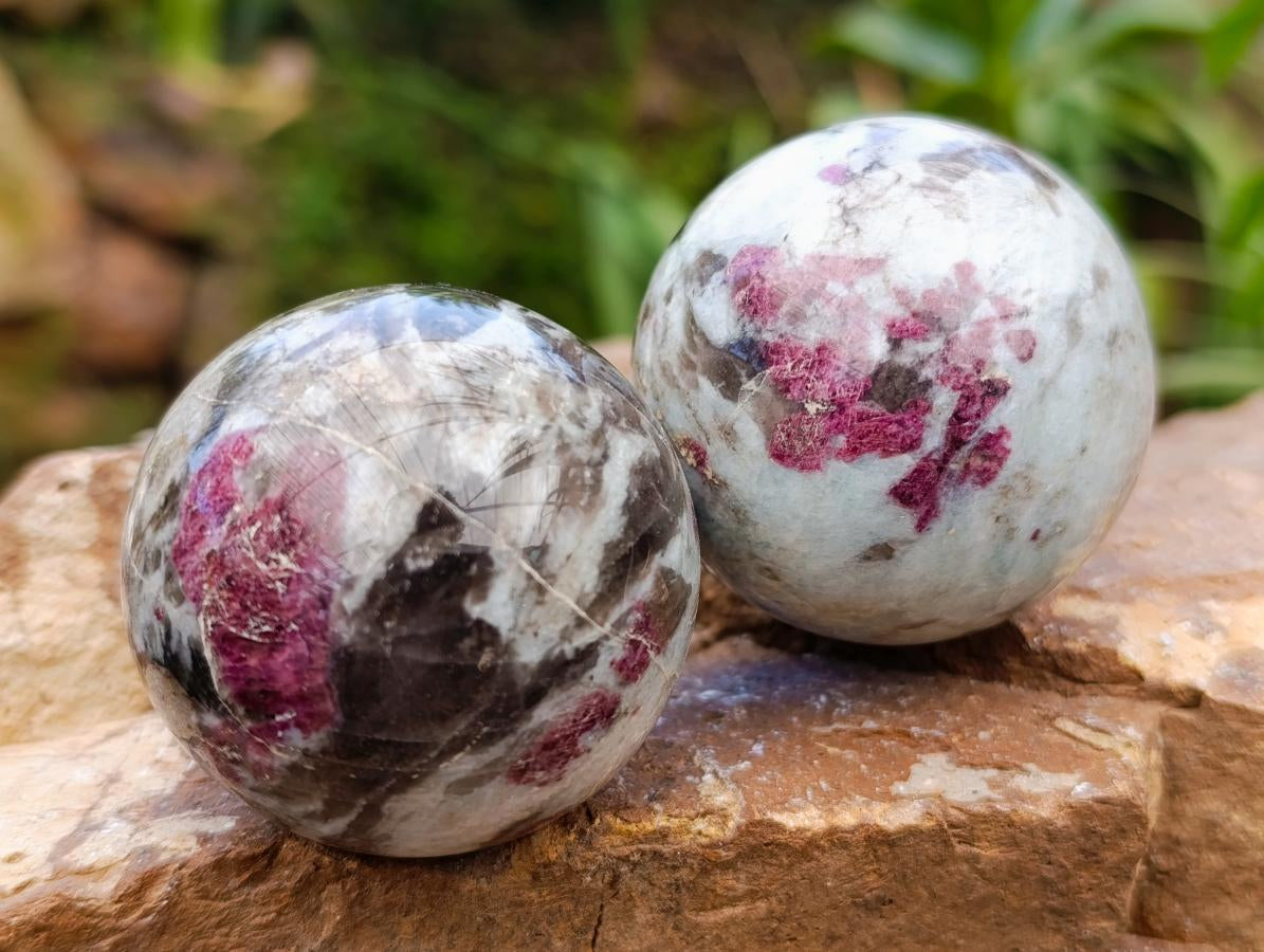 Polished Rubellite Pink Tourmaline Spheres x 5 From Ambatondrazaka, Madagascar