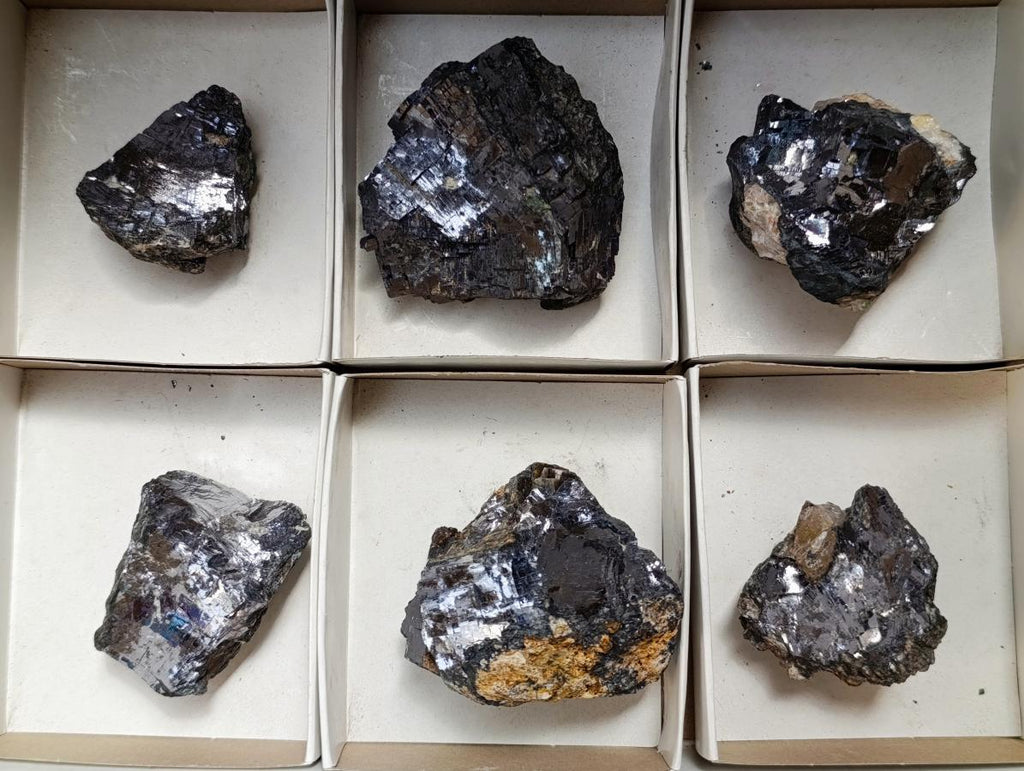 Natural Bright Silver Lead Galena Cobbed Specimens x 6 From Kaokoveld, Namibia - Toprock Gemstones and Minerals 
