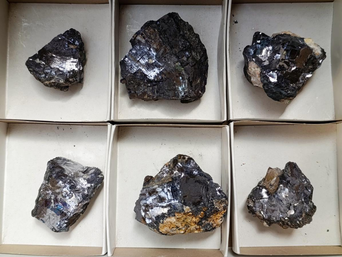 Natural Bright Silver Lead Galena Cobbed Specimens x 6 From Kaokoveld, Namibia - Toprock Gemstones and Minerals 