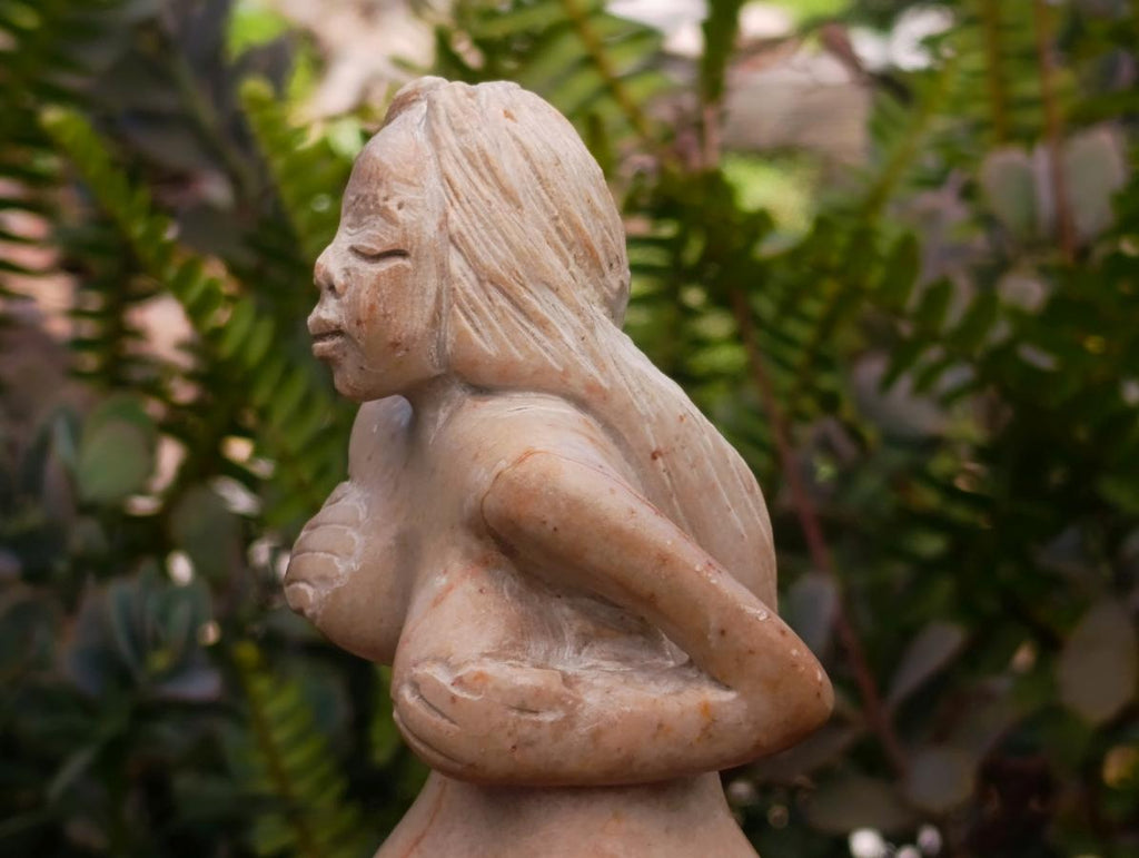 Hand Made Large White Soapstone Mermaid Carving x 1 From Zimbabwe - Toprock Gemstones and Minerals 