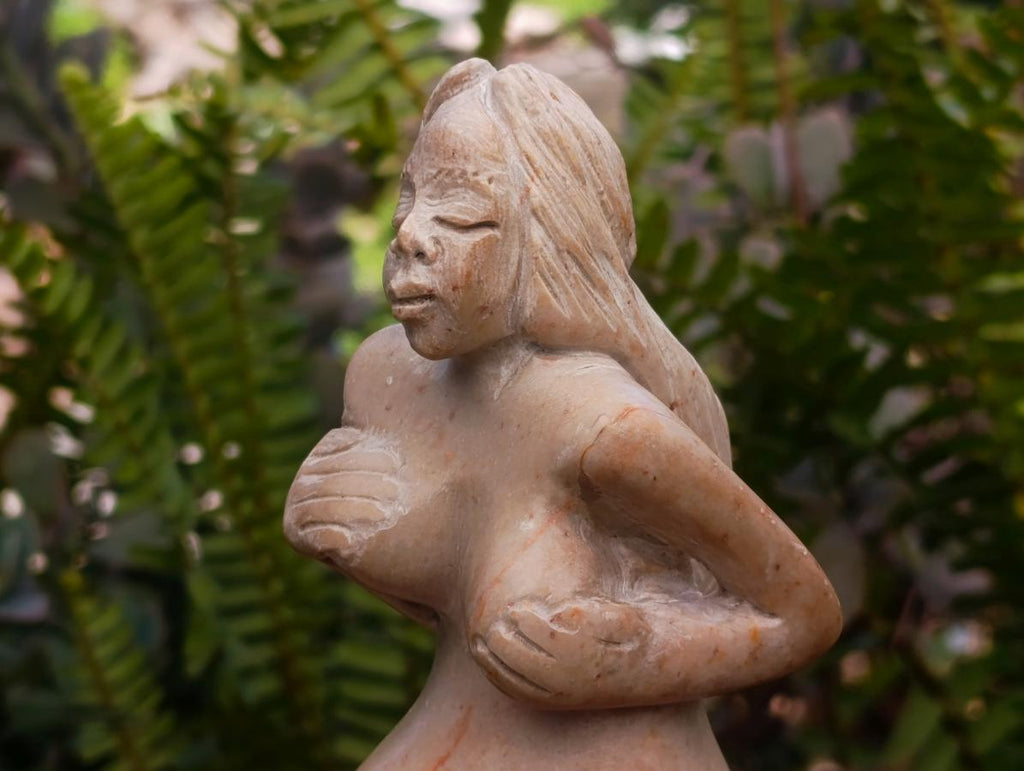 Hand Made Large White Soapstone Mermaid Carving x 1 From Zimbabwe - Toprock Gemstones and Minerals 