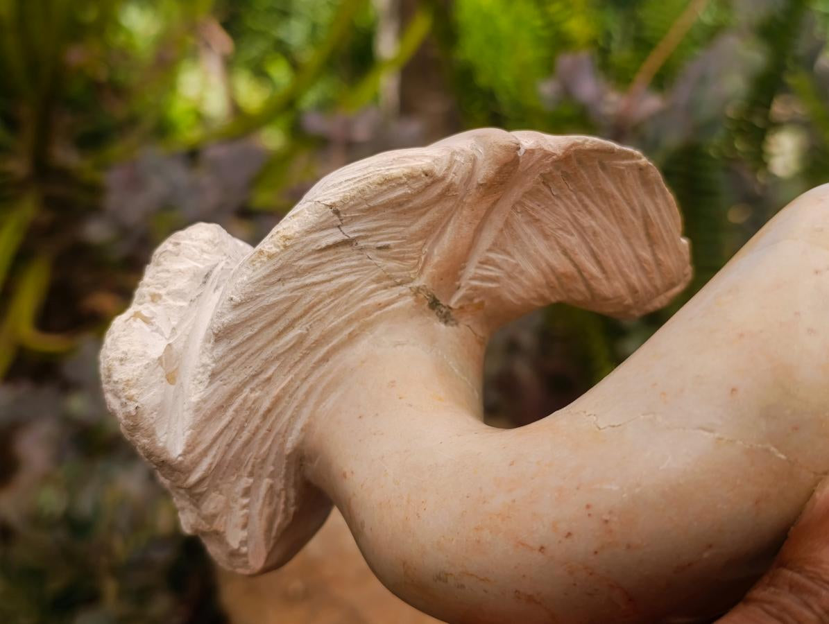 Hand Made Large White Soapstone Mermaid Carving x 1 From Zimbabwe - Toprock Gemstones and Minerals 