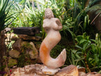 Hand Made Large White Soapstone Mermaid Carving x 1 From Zimbabwe - Toprock Gemstones and Minerals 