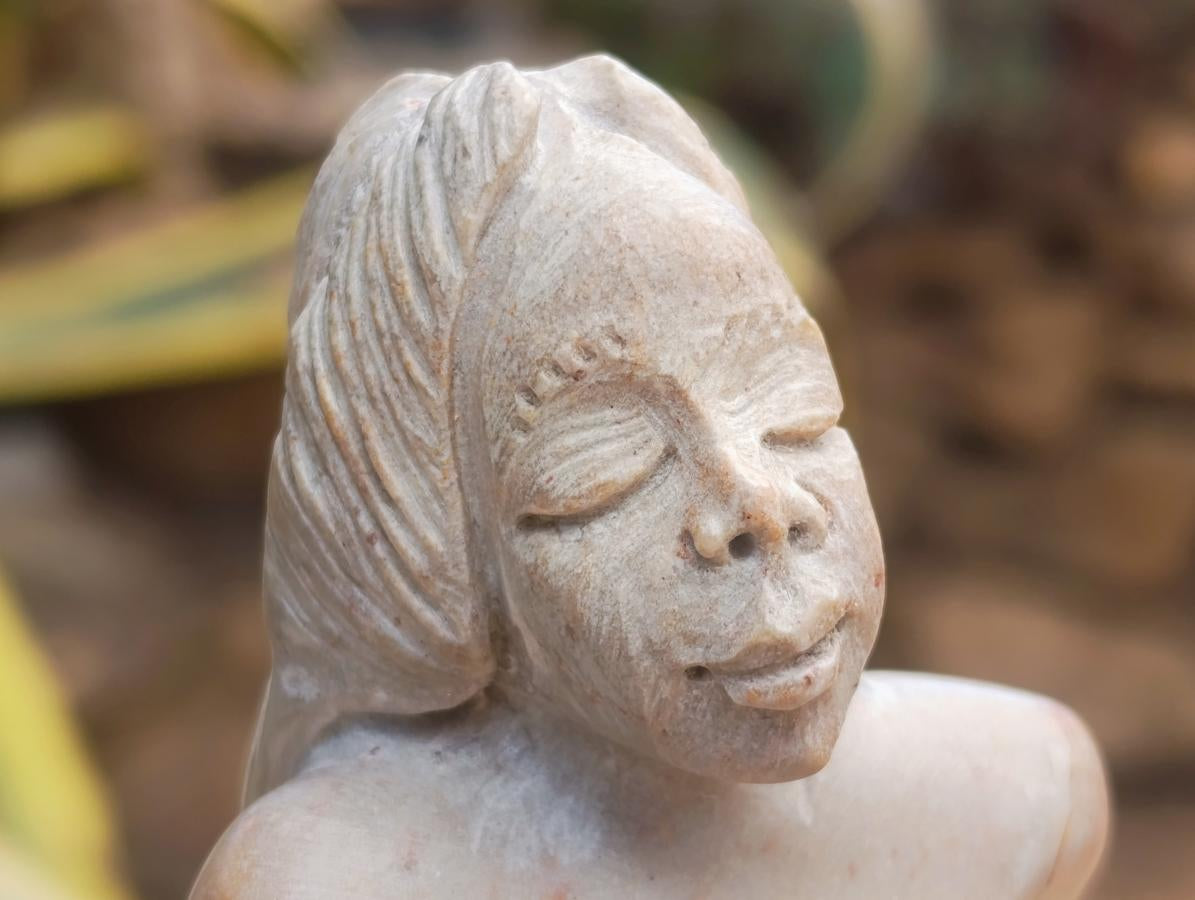 Hand Made Large White Soapstone Mermaid Carving x 1 From Zimbabwe - Toprock Gemstones and Minerals 