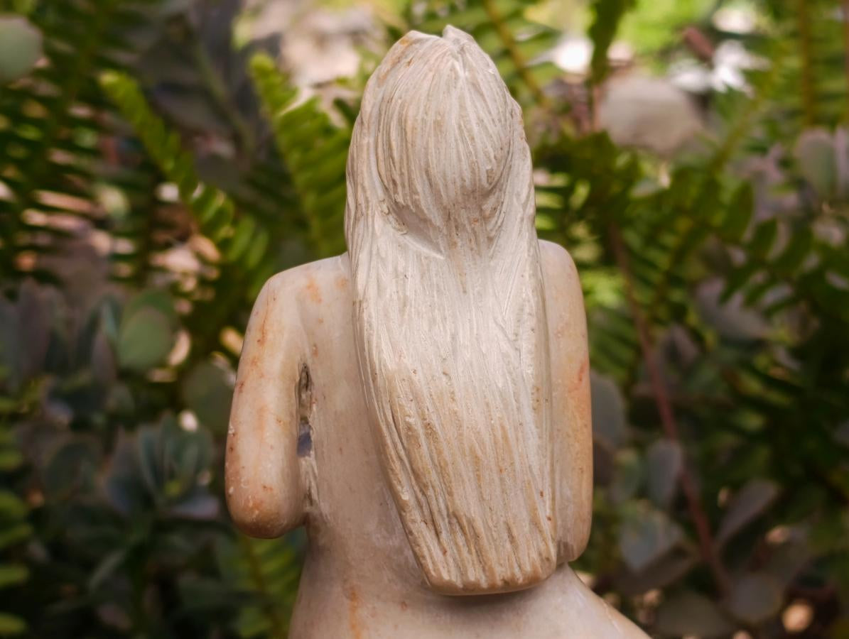 Hand Made Large White Soapstone Mermaid Carving x 1 From Zimbabwe - Toprock Gemstones and Minerals 