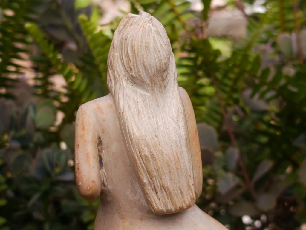 Hand Made Large White Soapstone Mermaid Carving x 1 From Zimbabwe - Toprock Gemstones and Minerals 
