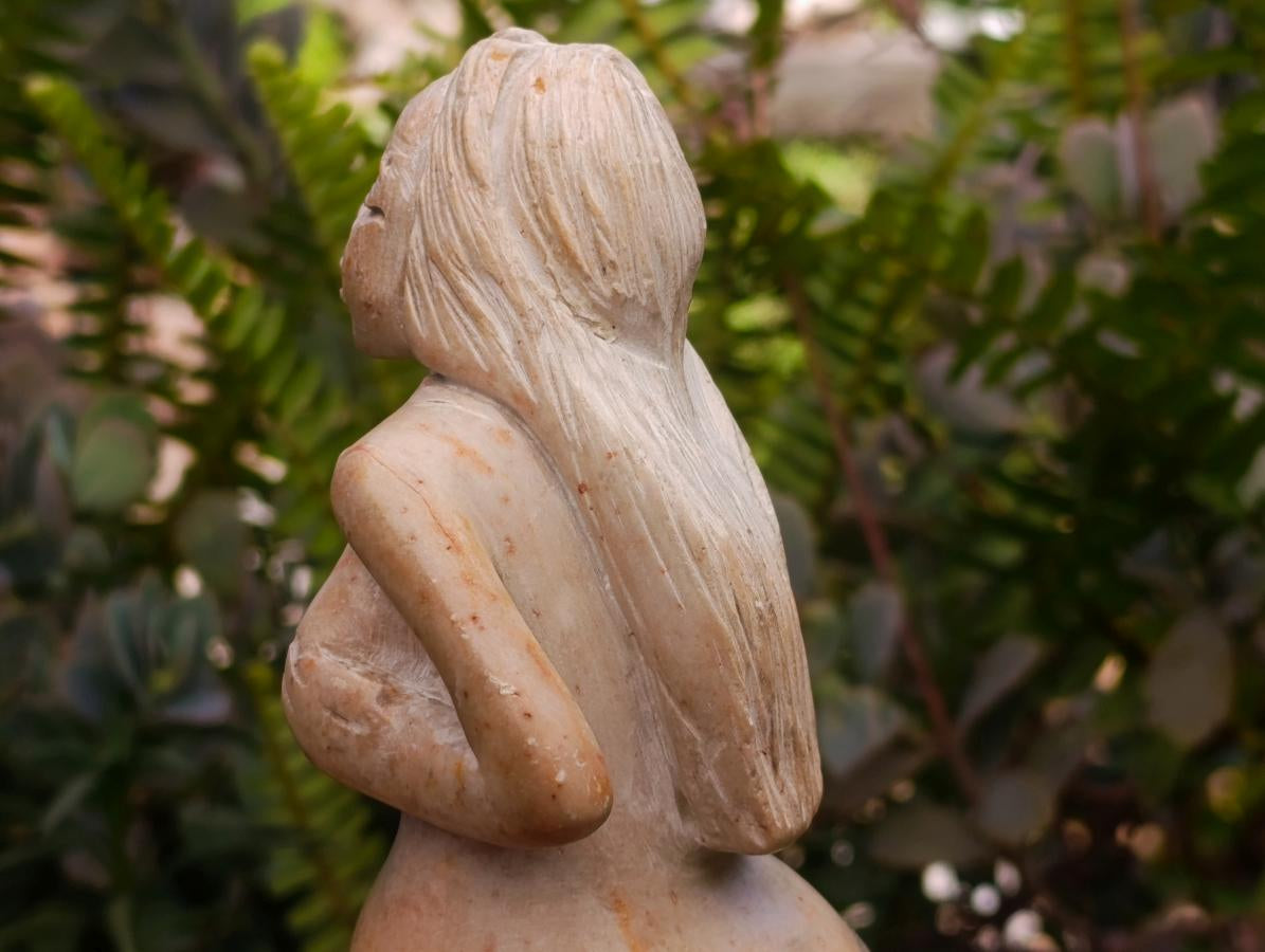 Hand Made Large White Soapstone Mermaid Carving x 1 From Zimbabwe - Toprock Gemstones and Minerals 