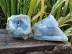 Natural Blue Lace Agate Geode Cluster Specimens x 3 From Nsanje, Malawi - Toprock Gemstones and Minerals 
